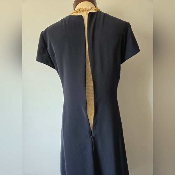 ARMANI COLLEZIONE  Navy Blue Short Sleeve Faux Wrap Midi Dress. Size 10 - Picture 7 of 15